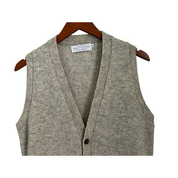 Bloomingdales Sutton Sweaters Shetland Wool Vest Gray Wool Leather Buttons - Picture 2 of 9